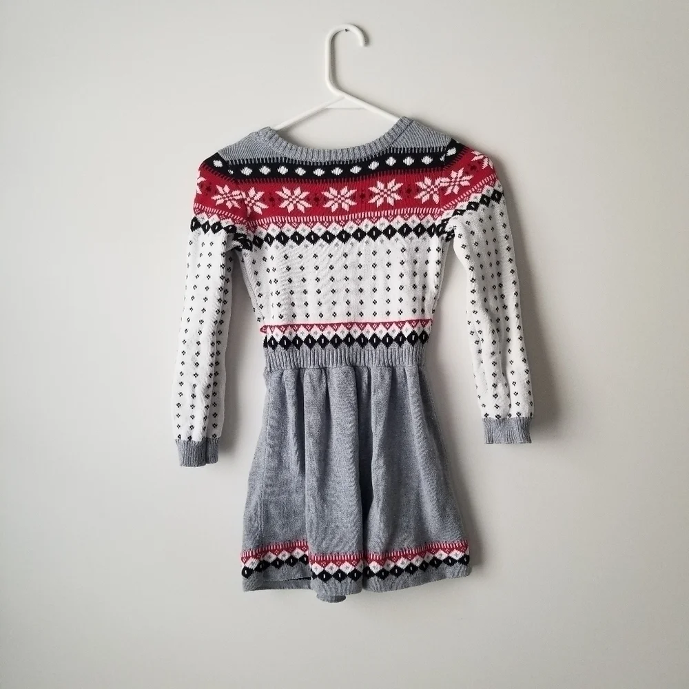 Gymboree Long Sleeve Fair Isle Sweater Dress Gray/White/Red Size 8
